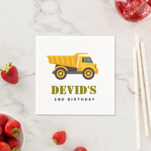 Serviette En Papier camion de construction Anniversaire