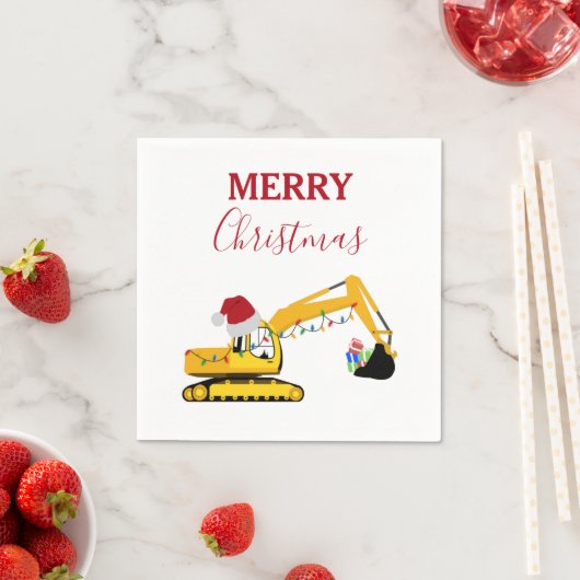Serviette En Papier Camion de construction de l'excavatrice de Noël (En situation)