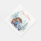 Serviette En Papier Camion de Noël bleu rétro (Coin)