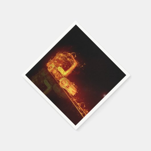Serviette En Papier Camion feu rouge dans les flammes d'incendie (Coin)