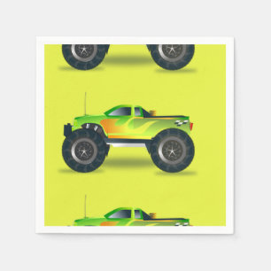 Serviette En Papier Camion Monster sur le vert citron