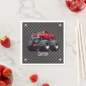 Serviette En Papier Camion monstre rouge (En situation)