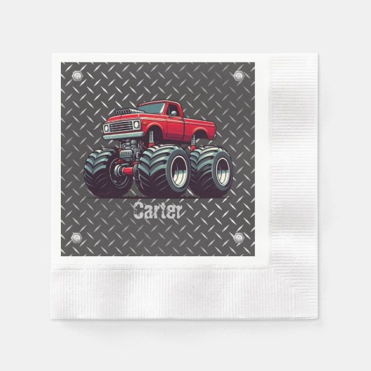 Serviette En Papier Camion monstre rouge (Devant)