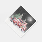 Serviette En Papier Camion Rouge de Noël avec Sucres de canne (Coin)