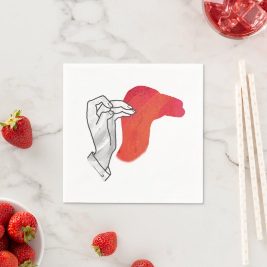 Serviette En Papier Camion Silhouette Main Rouge (En situation)