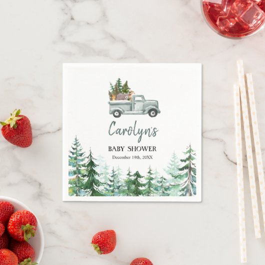 Serviette En Papier Camion vert Bois Animaux Papier (En situation)