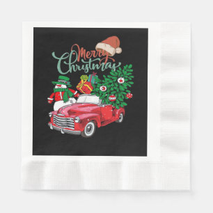 Serviette En Papier Camionnette Rouge Ramassage Arbre de Noël Joyeux N