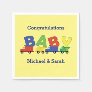 Serviette En Papier Camions Boy Baby shower Construction Cute