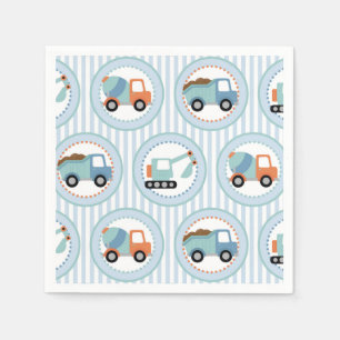 Serviette En Papier Camions de construction - Bleu Blancs