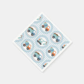 Serviette En Papier Camions de construction - Bleu Blancs (Coin)