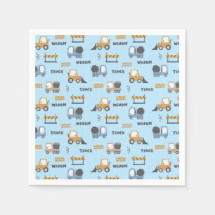 Serviette En Papier Camions de construction Motif bleu