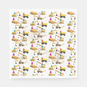 Serviette En Papier Camions de construction Motif de fête d'anniversai