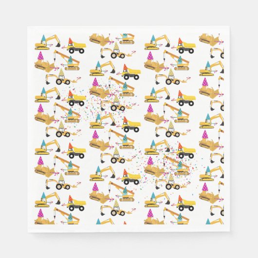 Serviette En Papier Camions de construction Motif de fête d'anniversai (Devant)