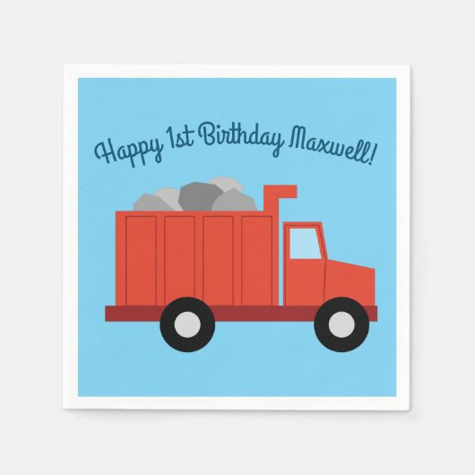 Serviette En Papier Camions fête d'anniversaire (Devant)