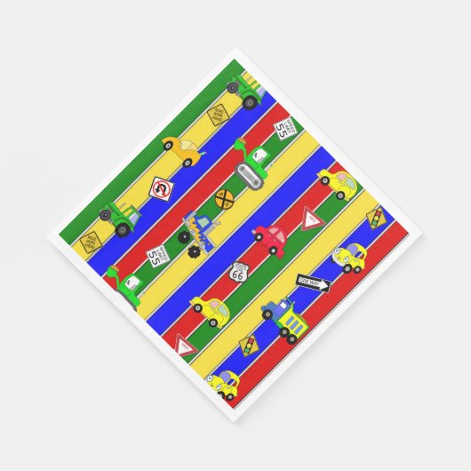 Serviette En Papier Camions, Tracteurs, Voitures et Signes de circulat (Coin)