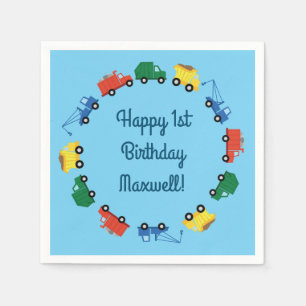 Serviette En Papier Camions Voitures Cute 1er Anniversaire Fête Thèm