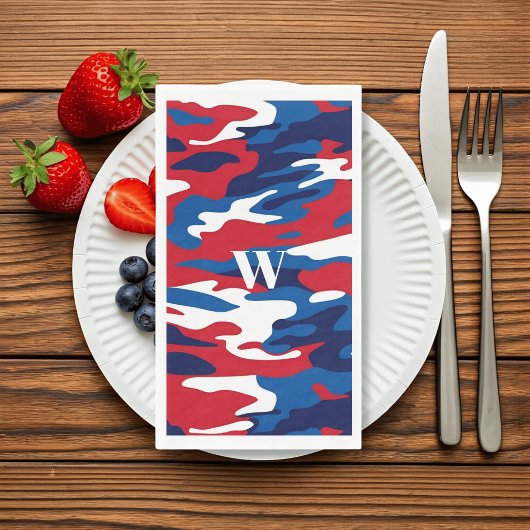 Serviette En Papier Camo Patriotique Rouge Blanc Bleu