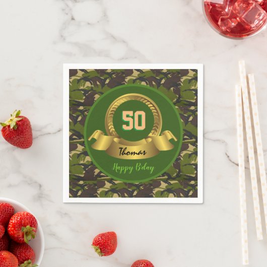 Serviette En Papier Camouflage armée vert 50e anniversaire / fête de c (En situation)