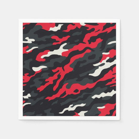 Serviette En Papier Camouflage blanc gris rouge Motif Camo (Devant)