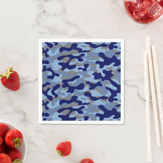 Serviette En Papier Camouflage Bleu (En situation)