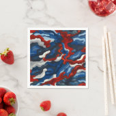 Serviette En Papier camouflage bleu rouge (En situation)