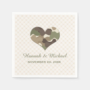 SERVIETTE EN PAPIER CAMOUFLAGE CAMO MARIAGE CARDIAQUE