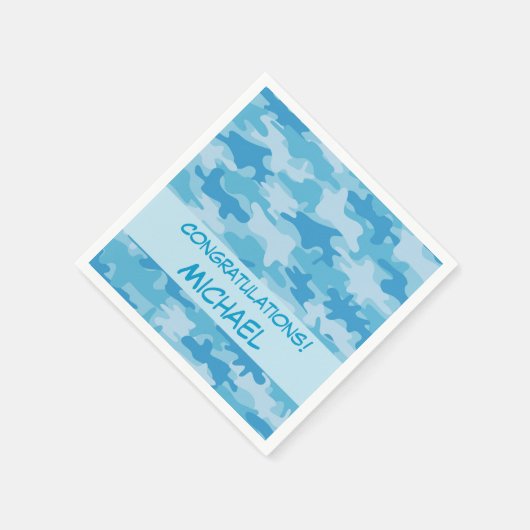 Serviette En Papier Camouflage Camouflage bleu Félicitations Nom Perso (Coin)