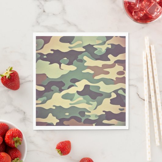 Serviette En Papier Camouflage classique en bois (En situation)