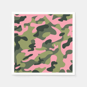 Serviette En Papier Camouflage de l'armée verte rose Country Anniversa