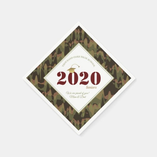 Serviette En Papier Camouflage forestier personnalisé Motif électrique (Coin)