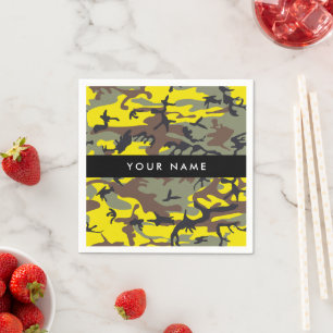 Serviette En Papier Camouflage jaune et marron Personnalisez votre nom