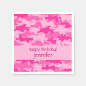 Serviette En Papier Camouflage rose Bonne fête d'anniversaire (Devant)