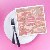 Serviette En Papier Camouflage Rose Gold Blush Pink Camo Army Annivers