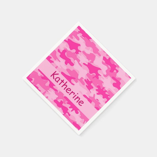 Serviette En Papier Camouflage rose Nom personnalisé Parti (Coin)