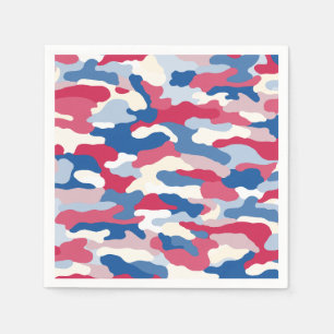 Serviette En Papier Camouflage rouge blanc et bleu