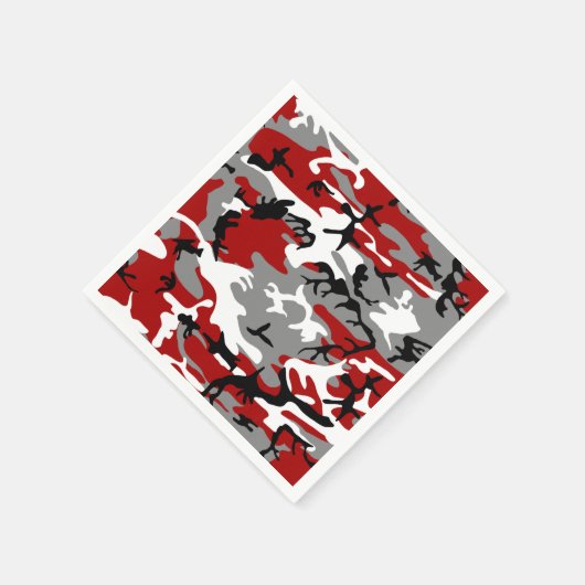 Serviette En Papier Camouflage rouge et gris, Militaire, Armée (Coin)