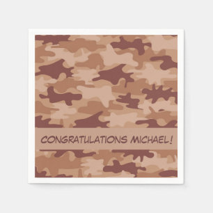 Serviette En Papier Camouflage Tan Brown Nom Félicitations