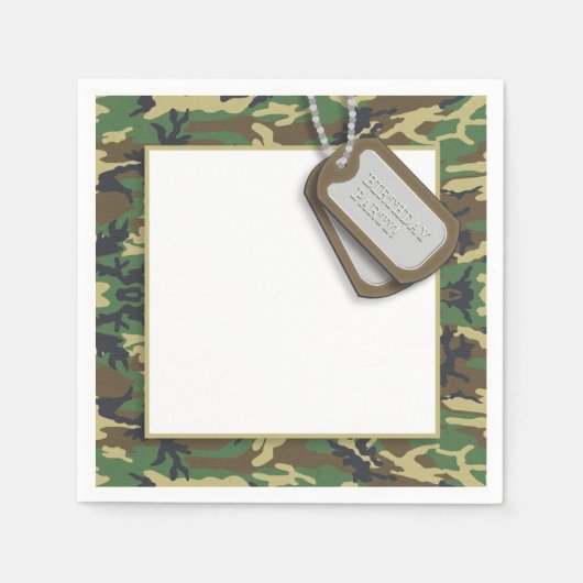 Serviette En Papier Camouflage / Thème Camo Anniversaire (Devant)