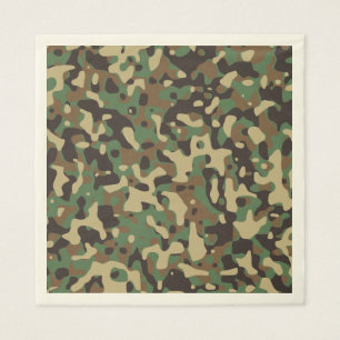 Serviette En Papier Camouflage vert Brown en bois. Camo ton