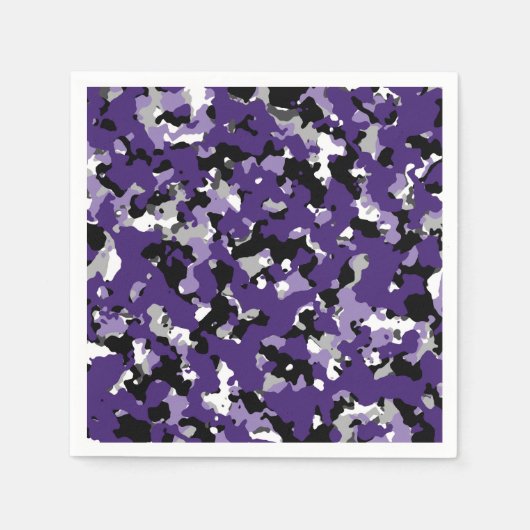 Serviette En Papier Camouflage violet noir gris Camo (Devant)