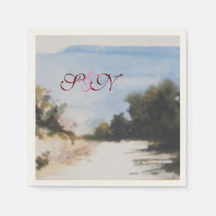 SERVIETTE EN PAPIER CAMPAGNE DE SOLEIL DANS LE MONOGRAMME TOSCANE