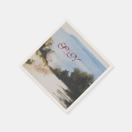 SERVIETTE EN PAPIER CAMPAGNE ENSOLEILLÉE DANS LE MONOGRAMME TOSCANE (Coin)