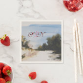 SERVIETTE EN PAPIER CAMPAGNE ENSOLEILLÉE DANS LE MONOGRAMME TOSCANE (En situation)