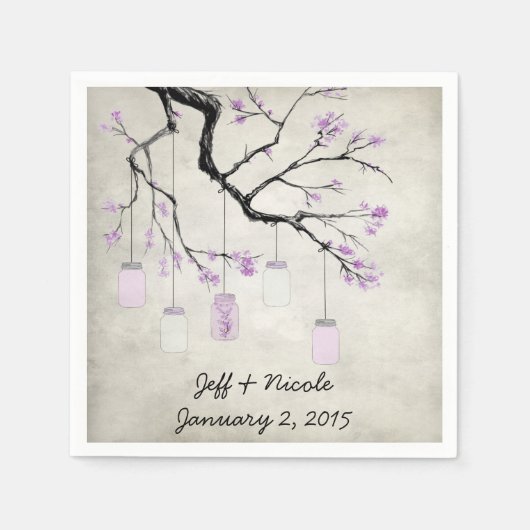 Serviette En Papier Campagne Mason Jars dans le Mariage de lavande (Devant)