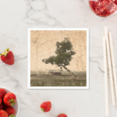 Serviette En Papier Campagne Russe Agritourisme Beige Découpage Arbre  (En situation)