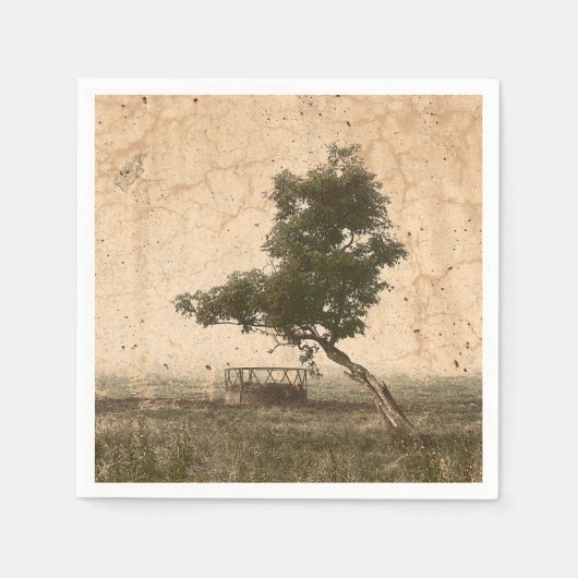 Serviette En Papier Campagne Russe Agritourisme Beige Découpage Arbre  (Devant)