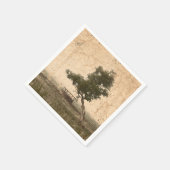 Serviette En Papier Campagne Russe Agritourisme Beige Découpage Arbre  (Coin)