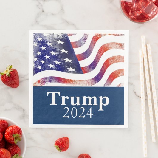Serviette En Papier Campagne Trump 2024 - Drapeau américain (En situation)