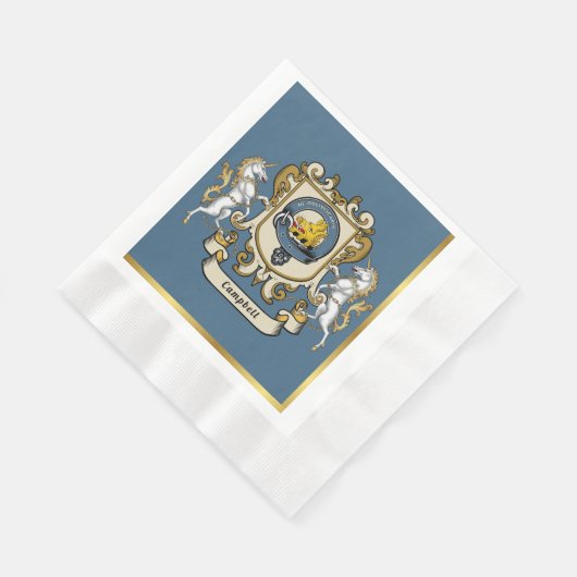 Serviette En Papier Campbell Clan Badge Bleu Personnalisé (Coin)