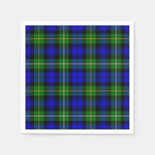 Serviette En Papier Campbell tartan bleu vert plaid (Devant)